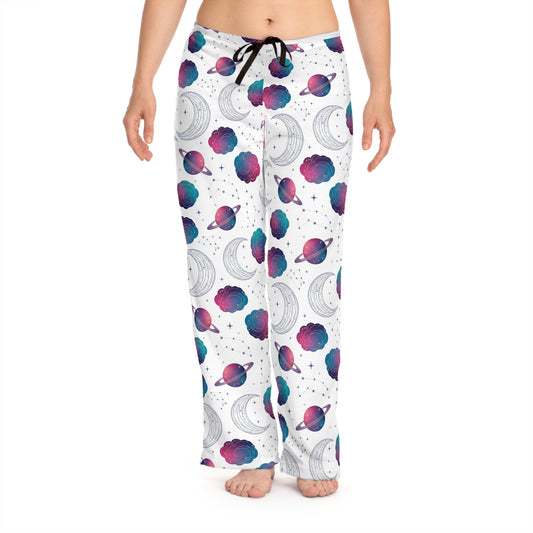 Celestial Galaxy Pajama Pants — Women's Space Moon & Planet Sleepwear