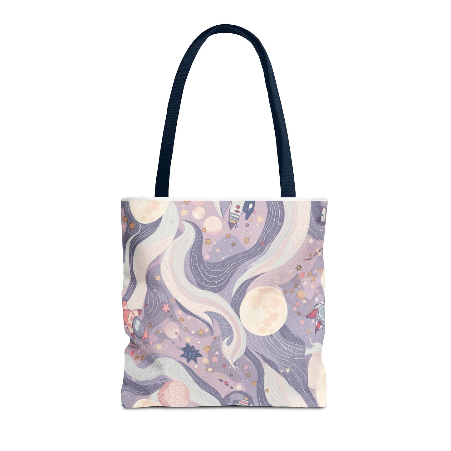 Celestial Moonlight Tote Bag — Pastel Cosmic Waves All-Over Print