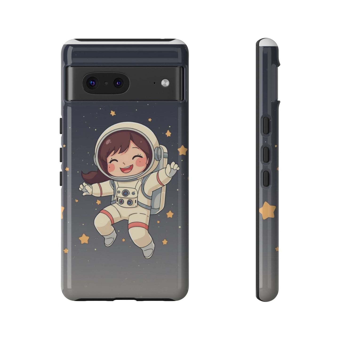 Cute Girl Astronaut Phone Case — Space Stars Protective iPhone Cover
