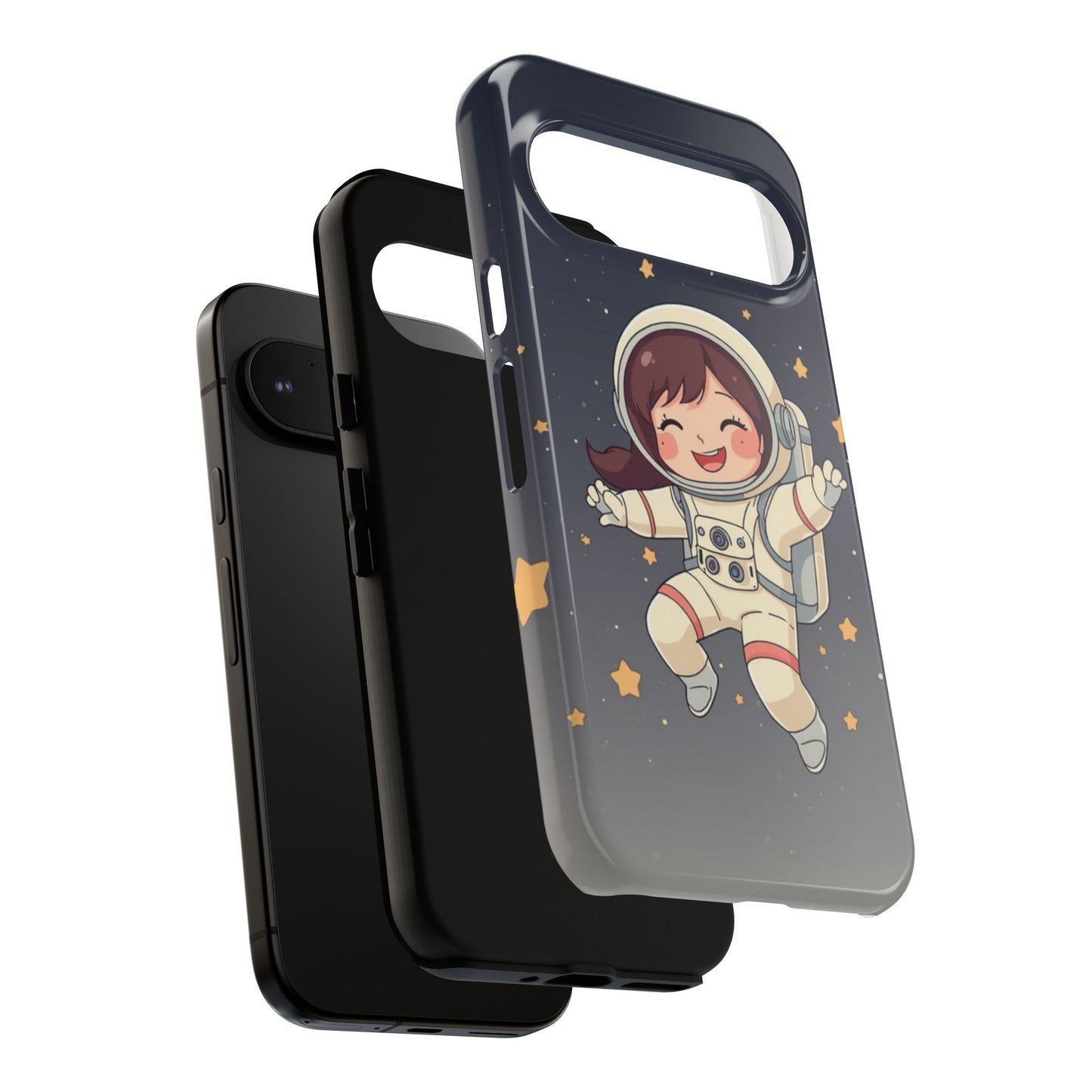 Cute Girl Astronaut Phone Case — Space Stars Protective iPhone Cover