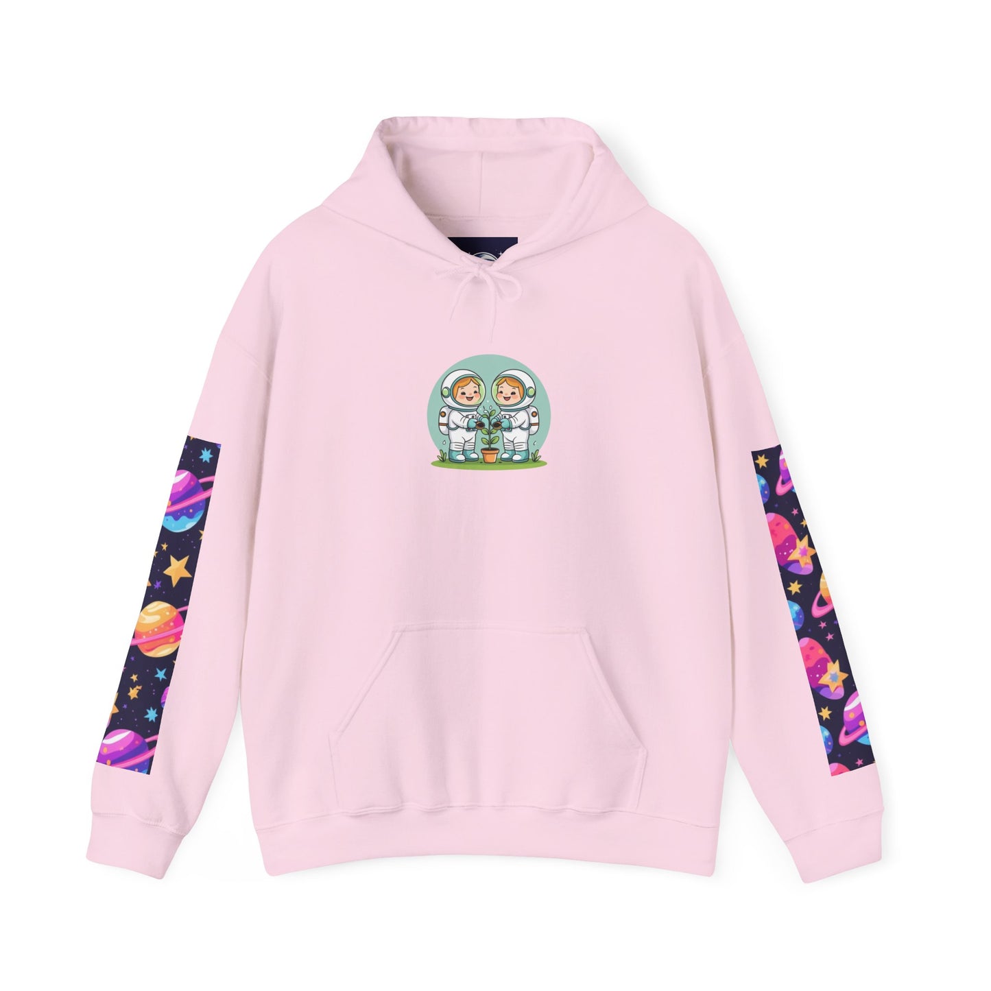 Space Pattern Hoodie — Colorful Planets & Stars Graphic Hoodie