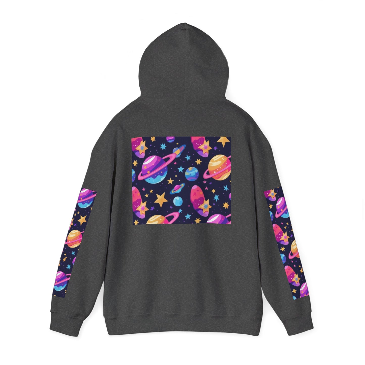 Space Pattern Hoodie — Colorful Planets & Stars Graphic Hoodie