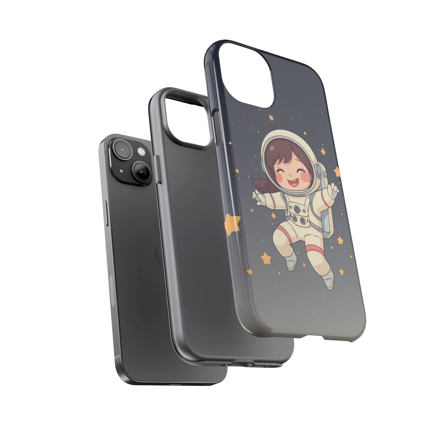 Cute Girl Astronaut Phone Case — Space Stars Protective iPhone Cover
