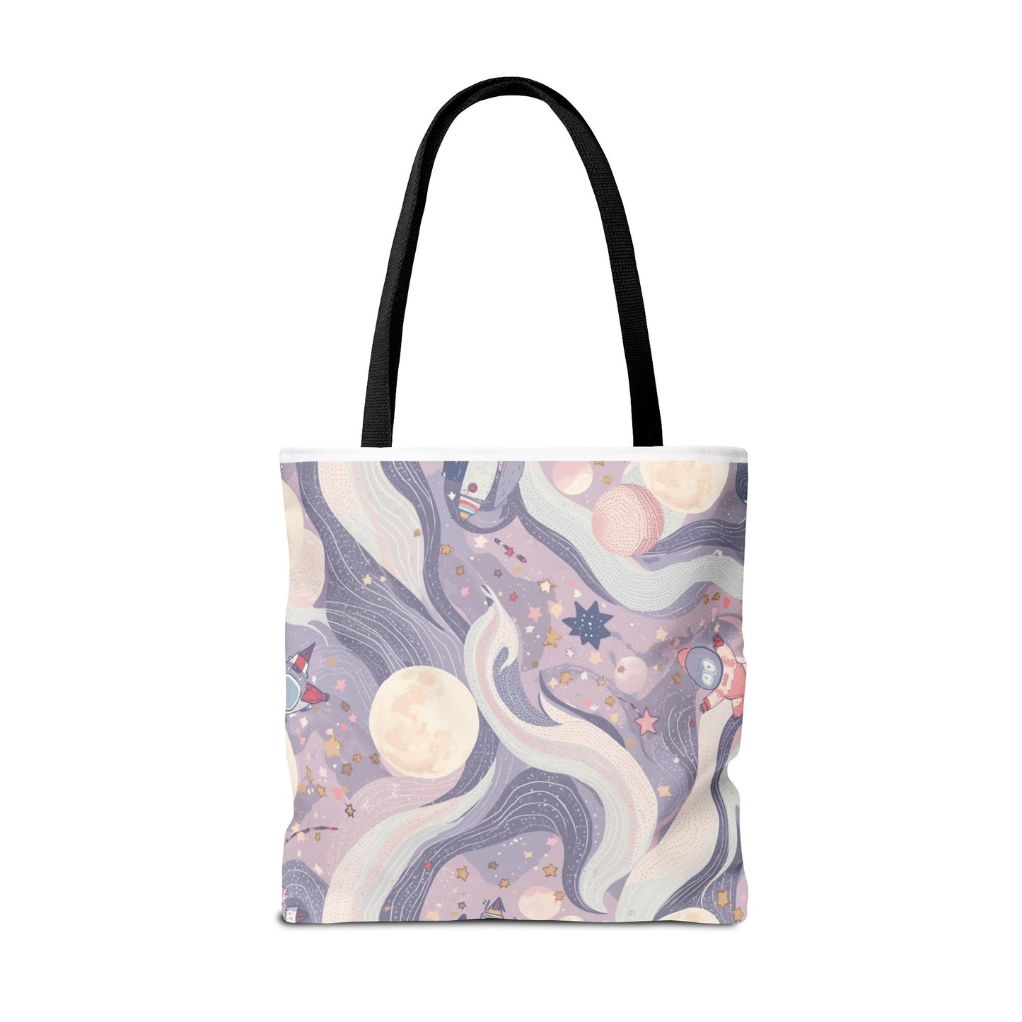 Celestial Moonlight Tote Bag — Pastel Cosmic Waves All-Over Print
