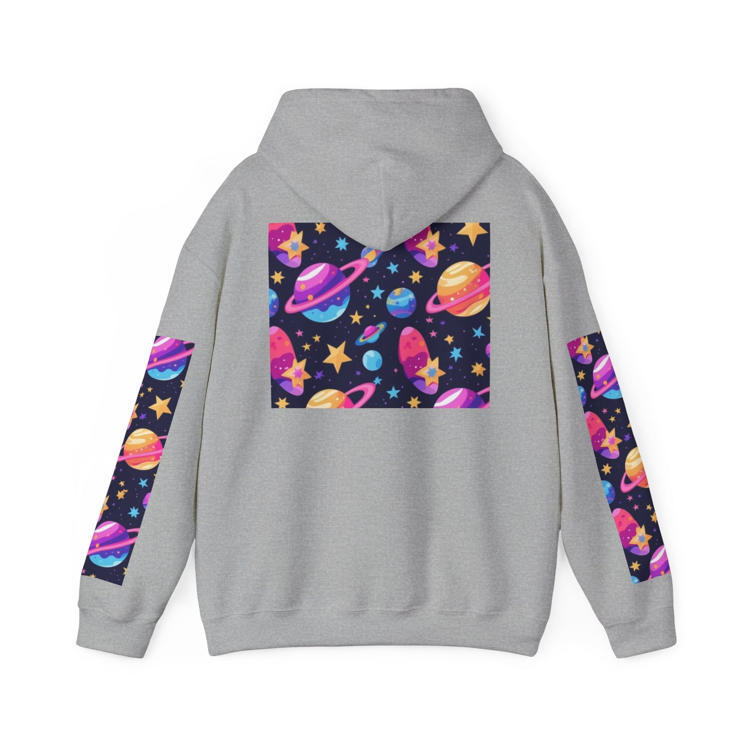 Space Pattern Hoodie — Colorful Planets & Stars Graphic Hoodie