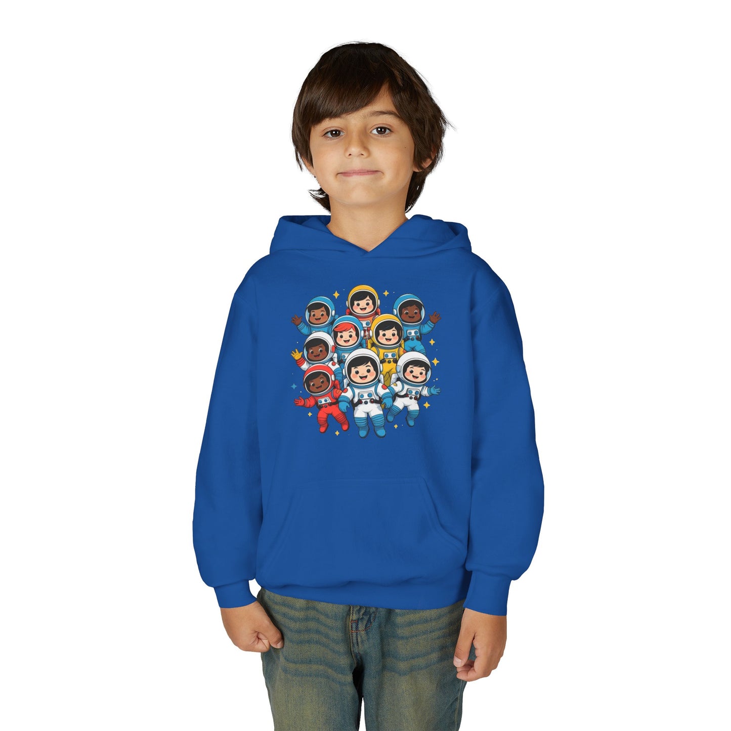 Kids Astronaut Crew Hoodie — Cute Diverse Space Explorers Graphic