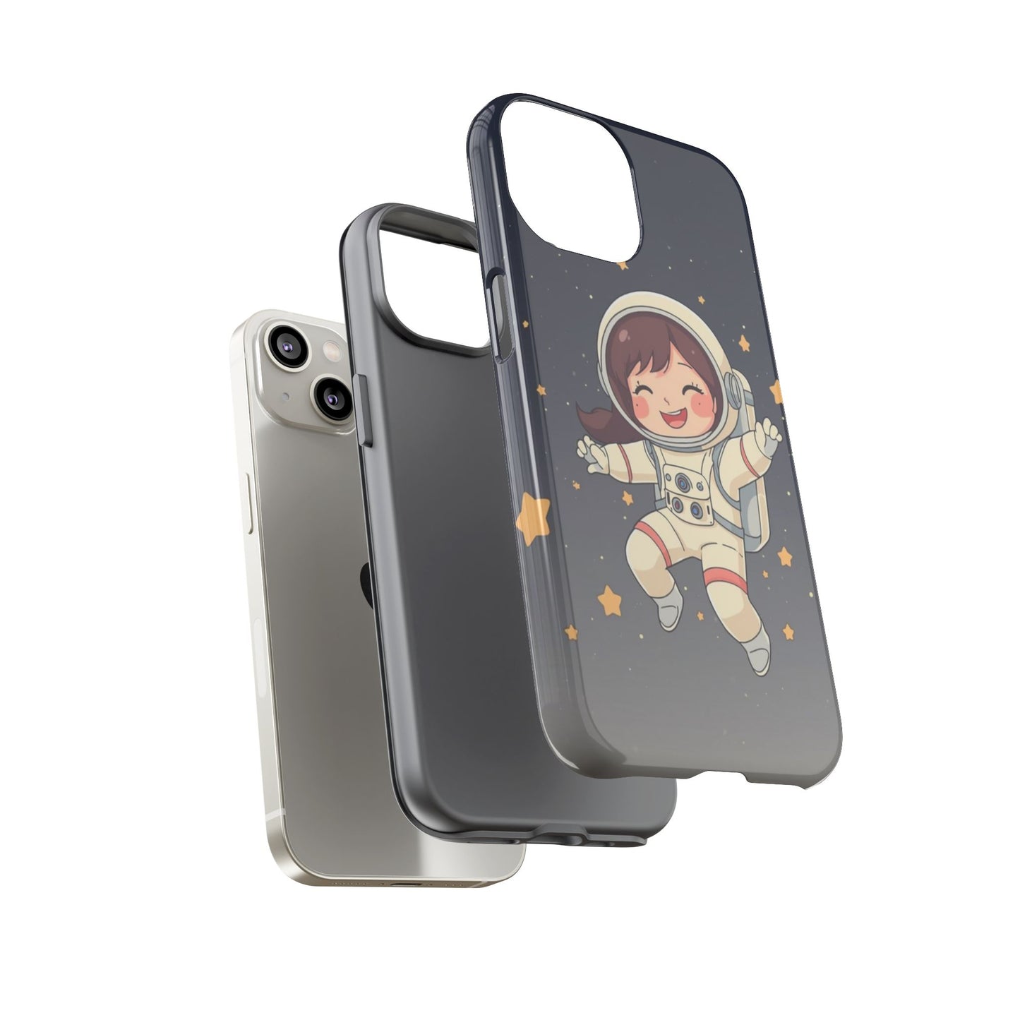Cute Girl Astronaut Phone Case — Space Stars Protective iPhone Cover