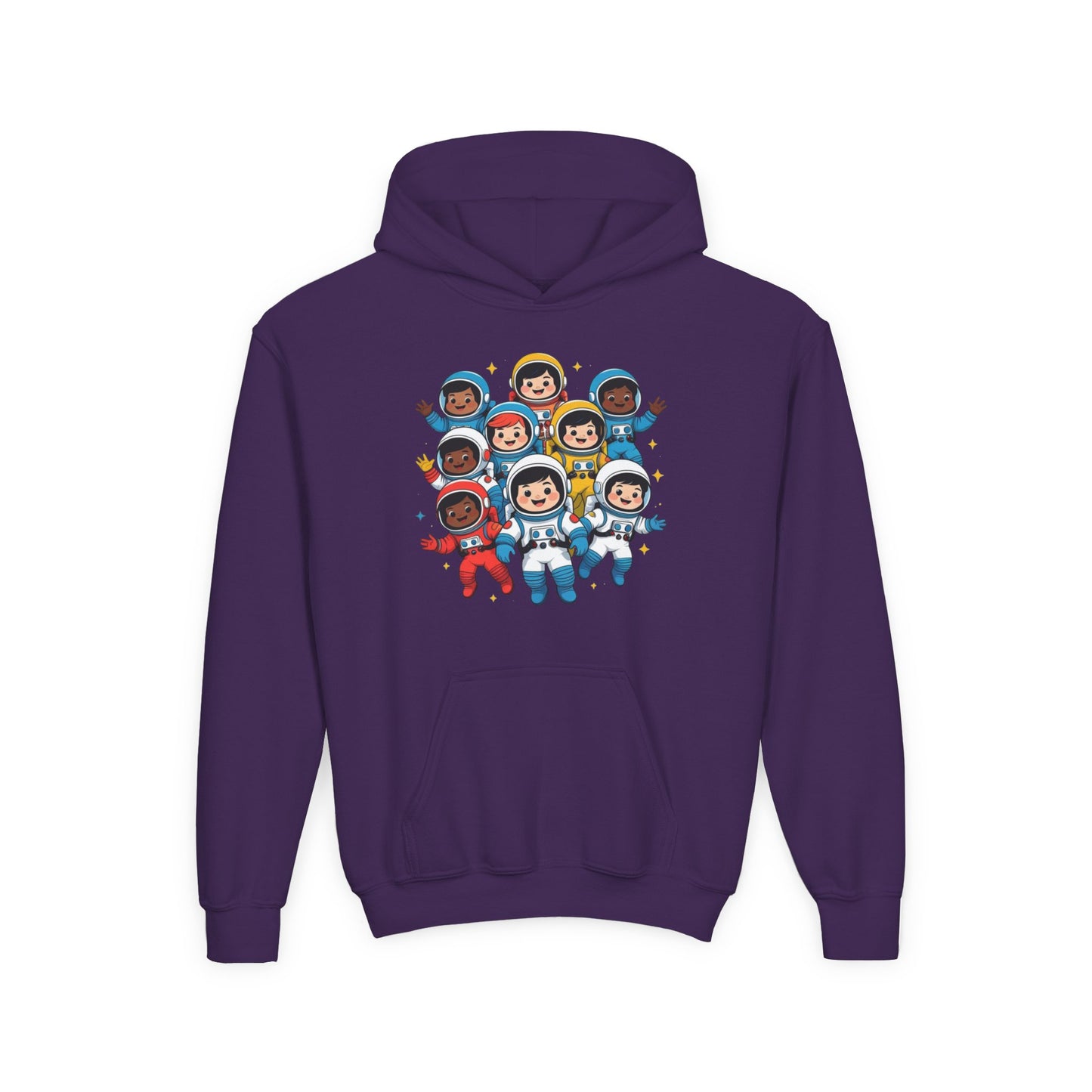 Kids Astronaut Crew Hoodie — Cute Diverse Space Explorers Graphic
