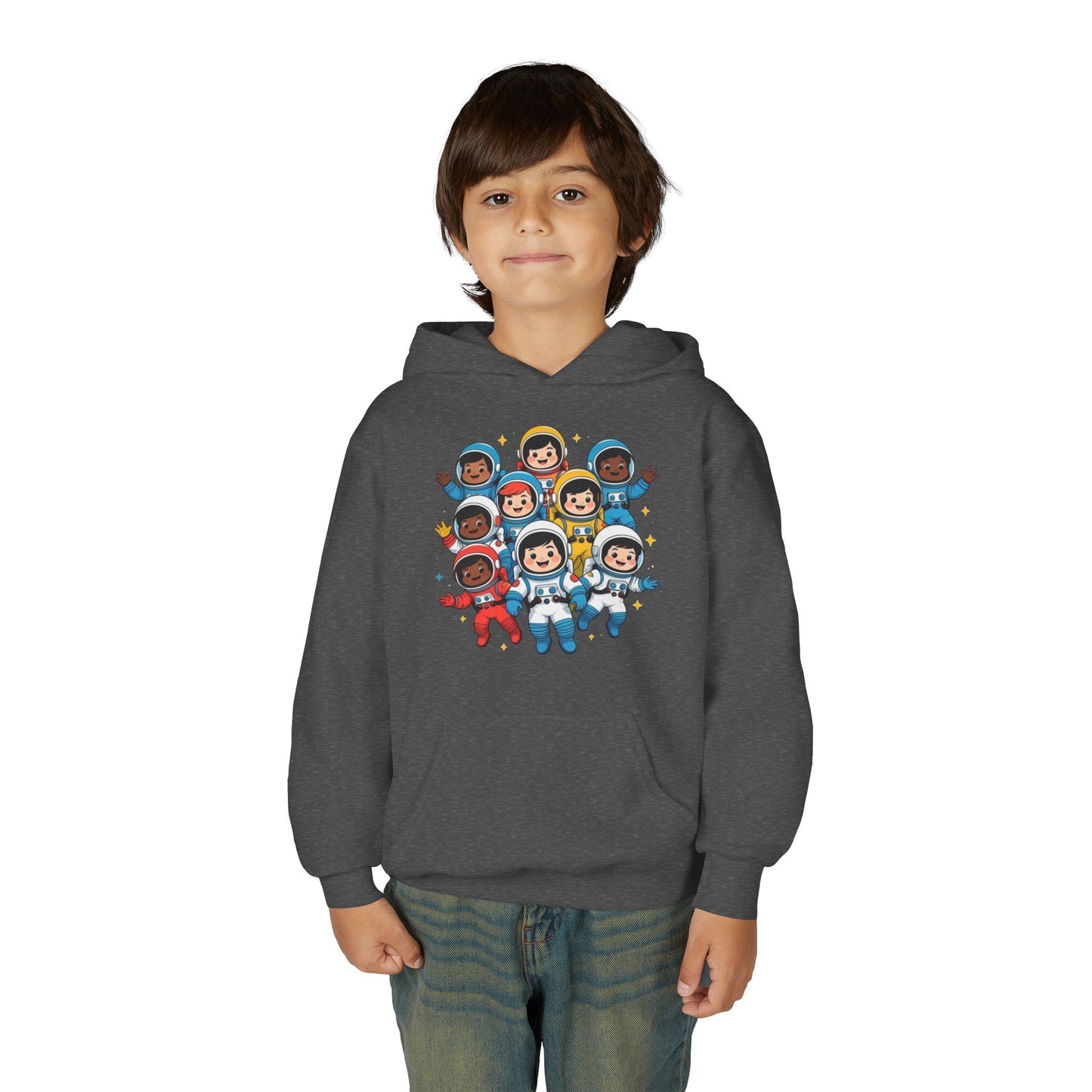 Kids Astronaut Crew Hoodie — Cute Diverse Space Explorers Graphic