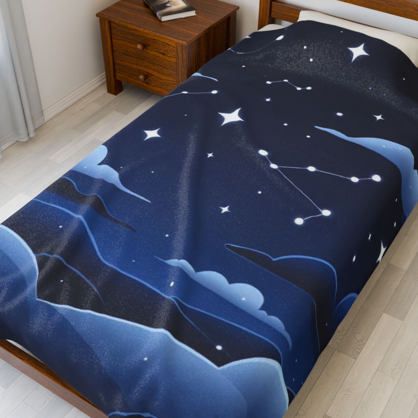 Constellation Night Sky Velveteen Plush Blanket — Star Map Cozy Throw
