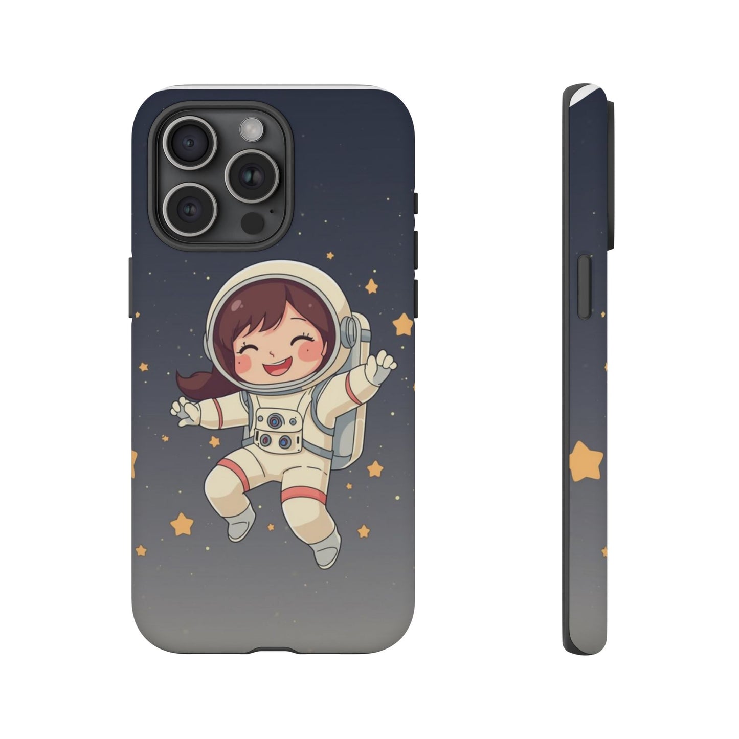 Cute Girl Astronaut Phone Case — Space Stars Protective iPhone Cover