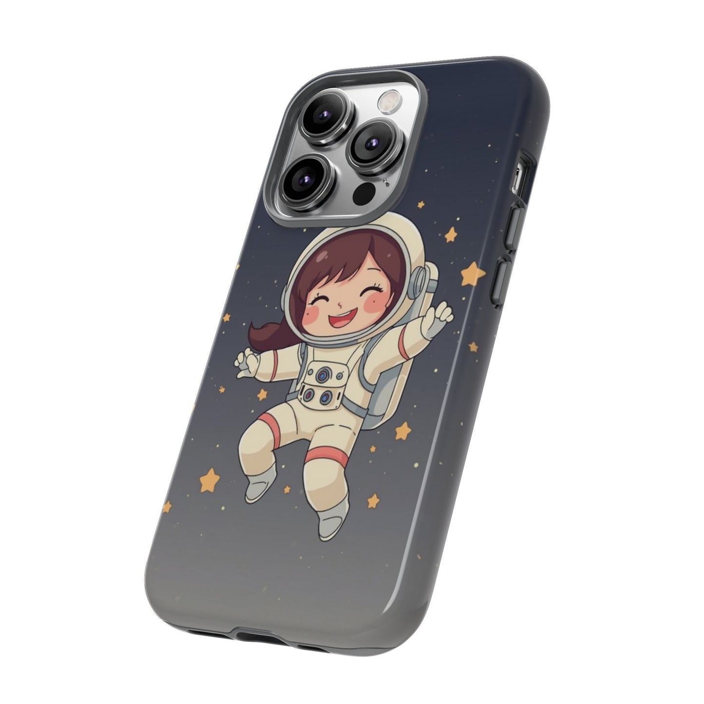 Cute Girl Astronaut Phone Case — Space Stars Protective iPhone Cover