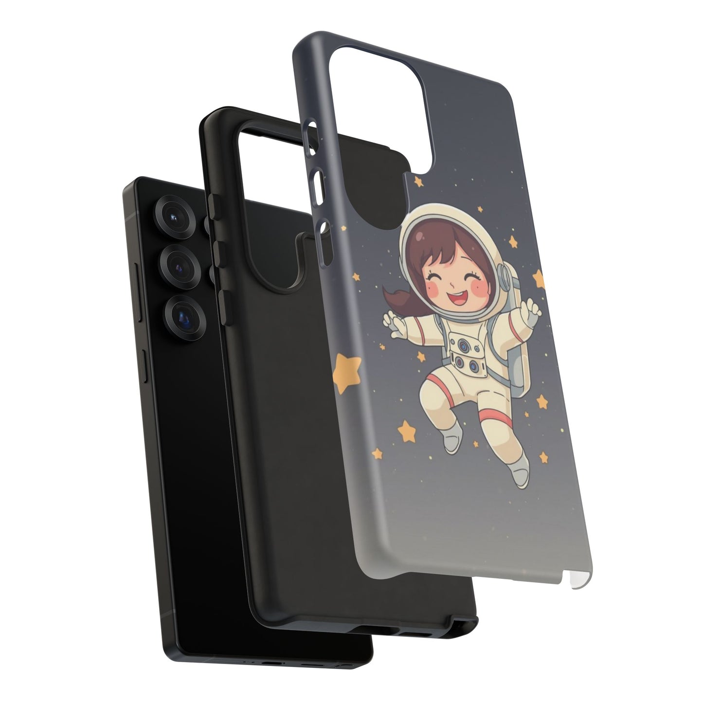 Cute Girl Astronaut Phone Case — Space Stars Protective iPhone Cover