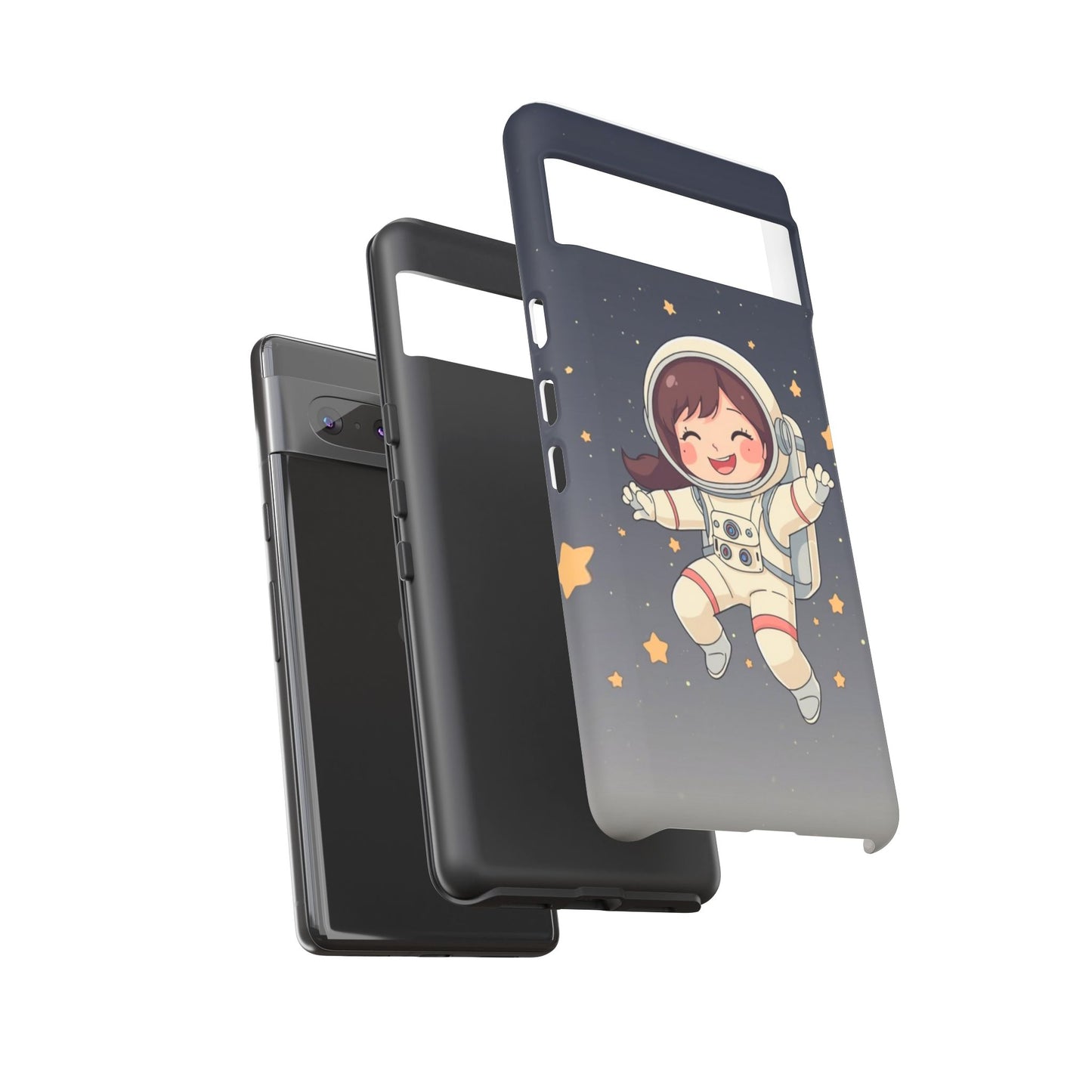 Cute Girl Astronaut Phone Case — Space Stars Protective iPhone Cover