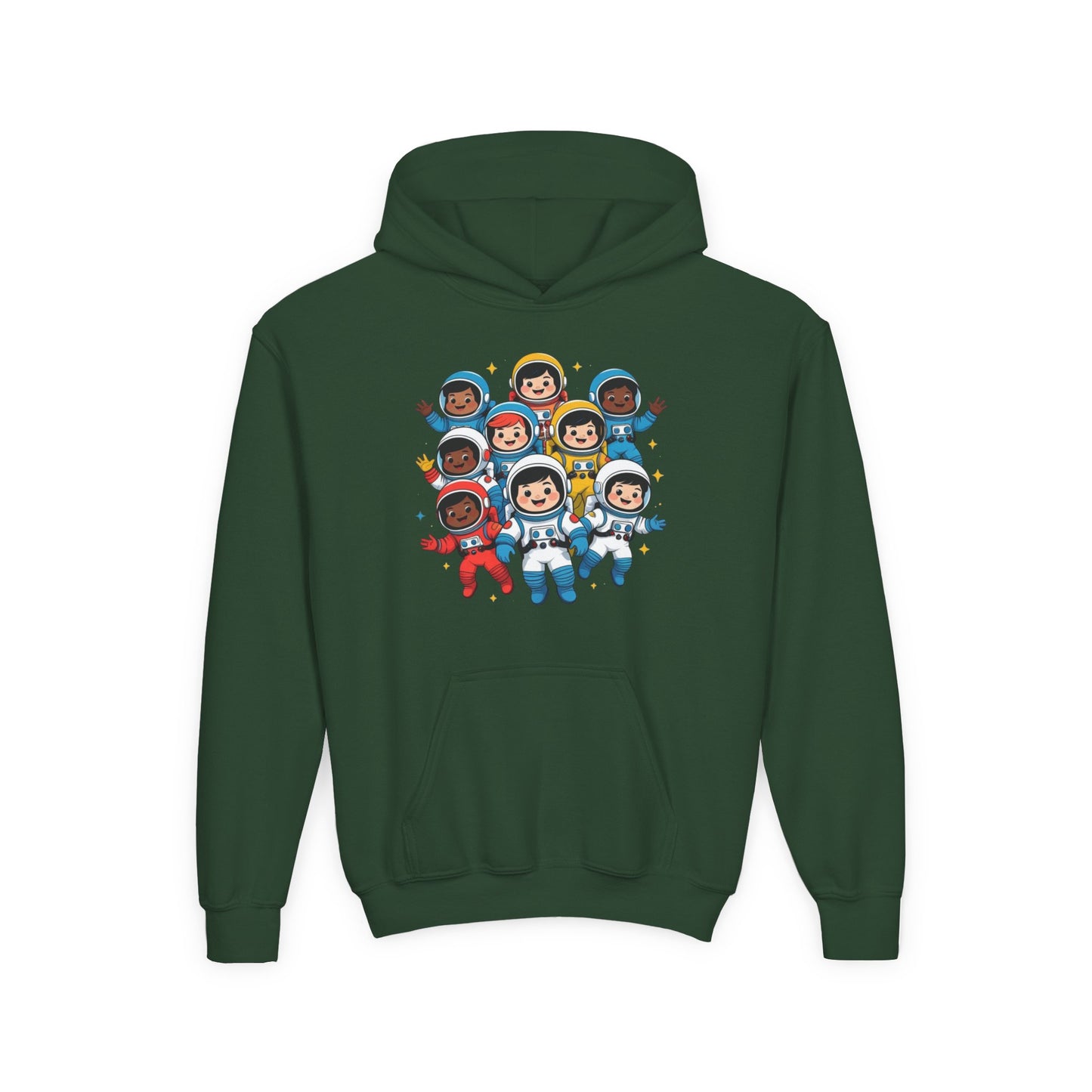 Kids Astronaut Crew Hoodie — Cute Diverse Space Explorers Graphic