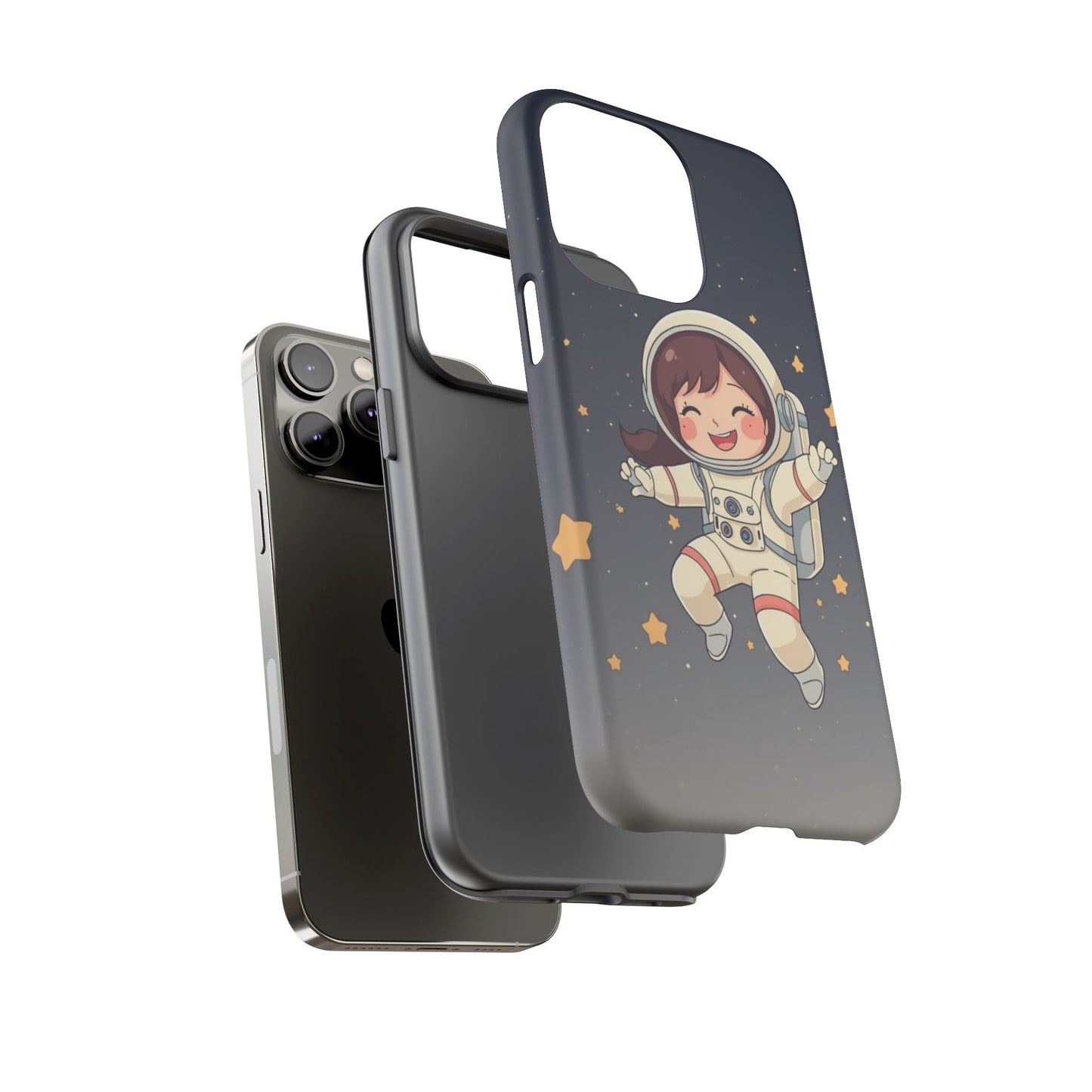 Cute Girl Astronaut Phone Case — Space Stars Protective iPhone Cover