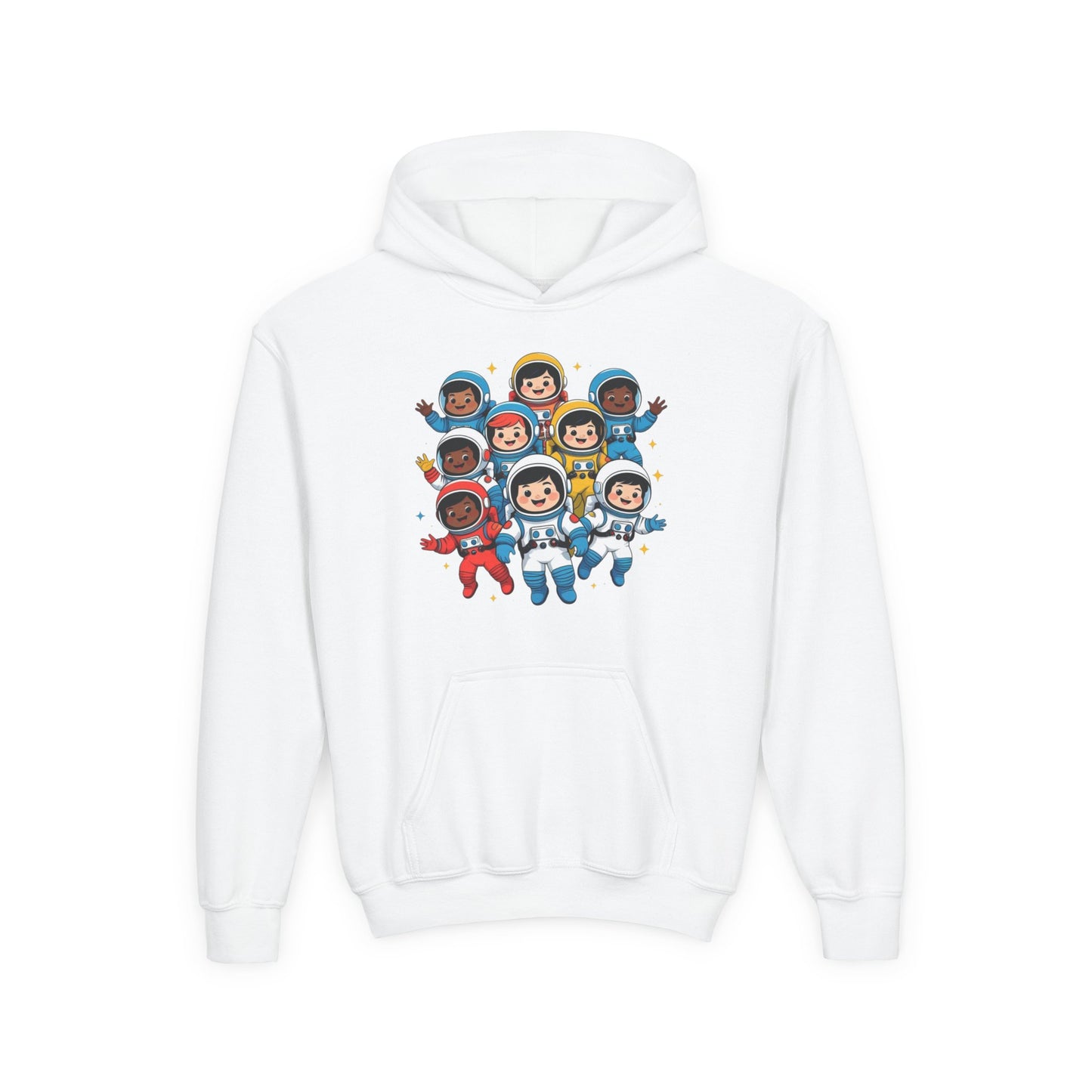 Kids Astronaut Crew Hoodie — Cute Diverse Space Explorers Graphic
