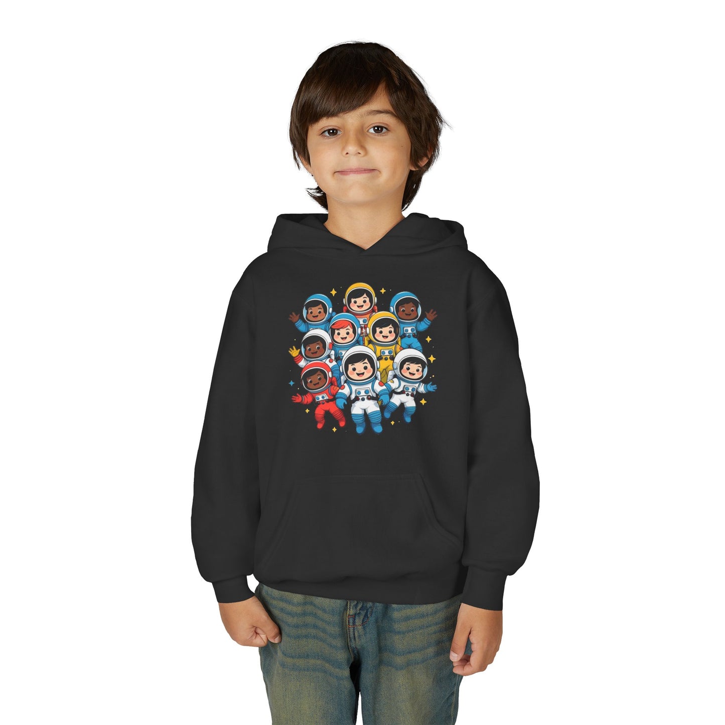 Kids Astronaut Crew Hoodie — Cute Diverse Space Explorers Graphic