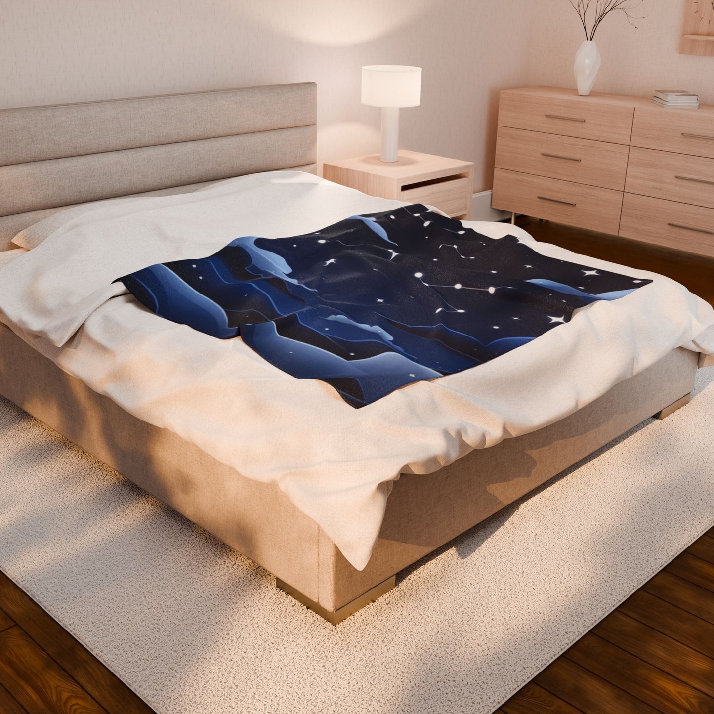 Constellation Night Sky Velveteen Plush Blanket — Star Map Cozy Throw
