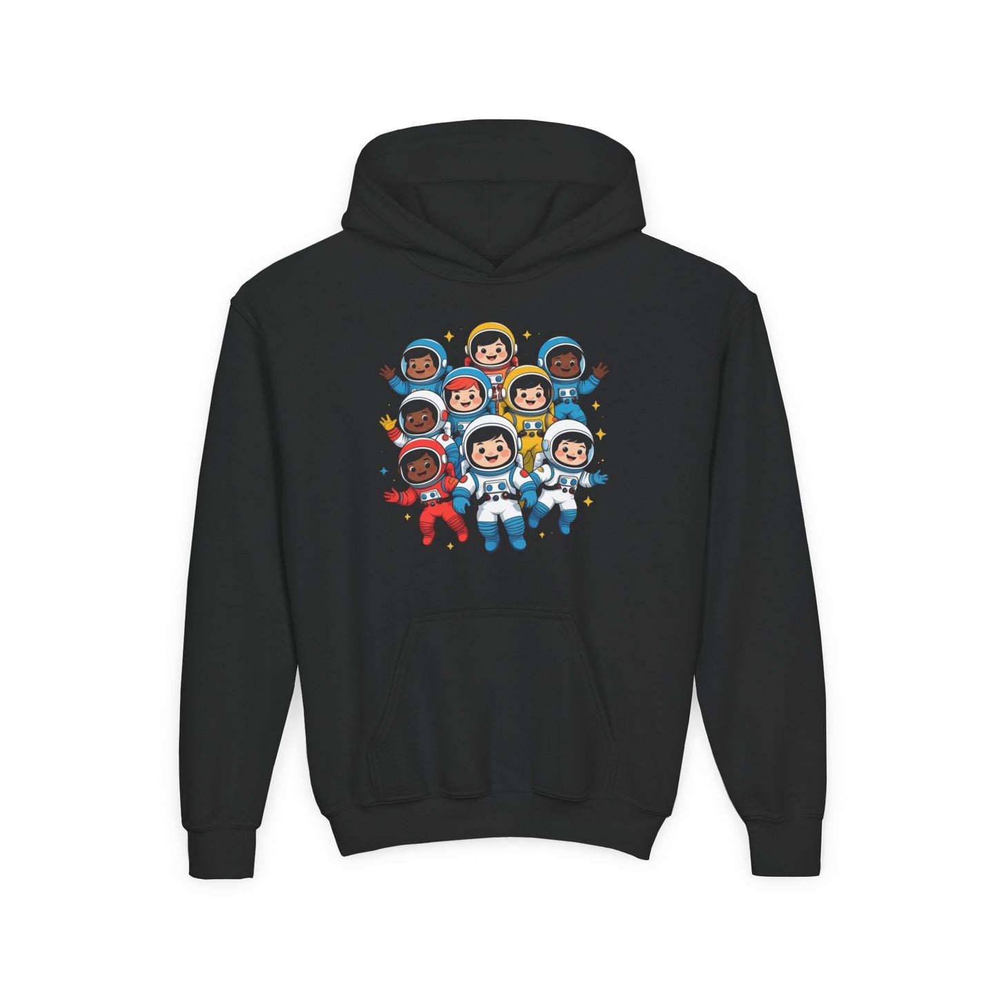 Kids Astronaut Crew Hoodie — Cute Diverse Space Explorers Graphic