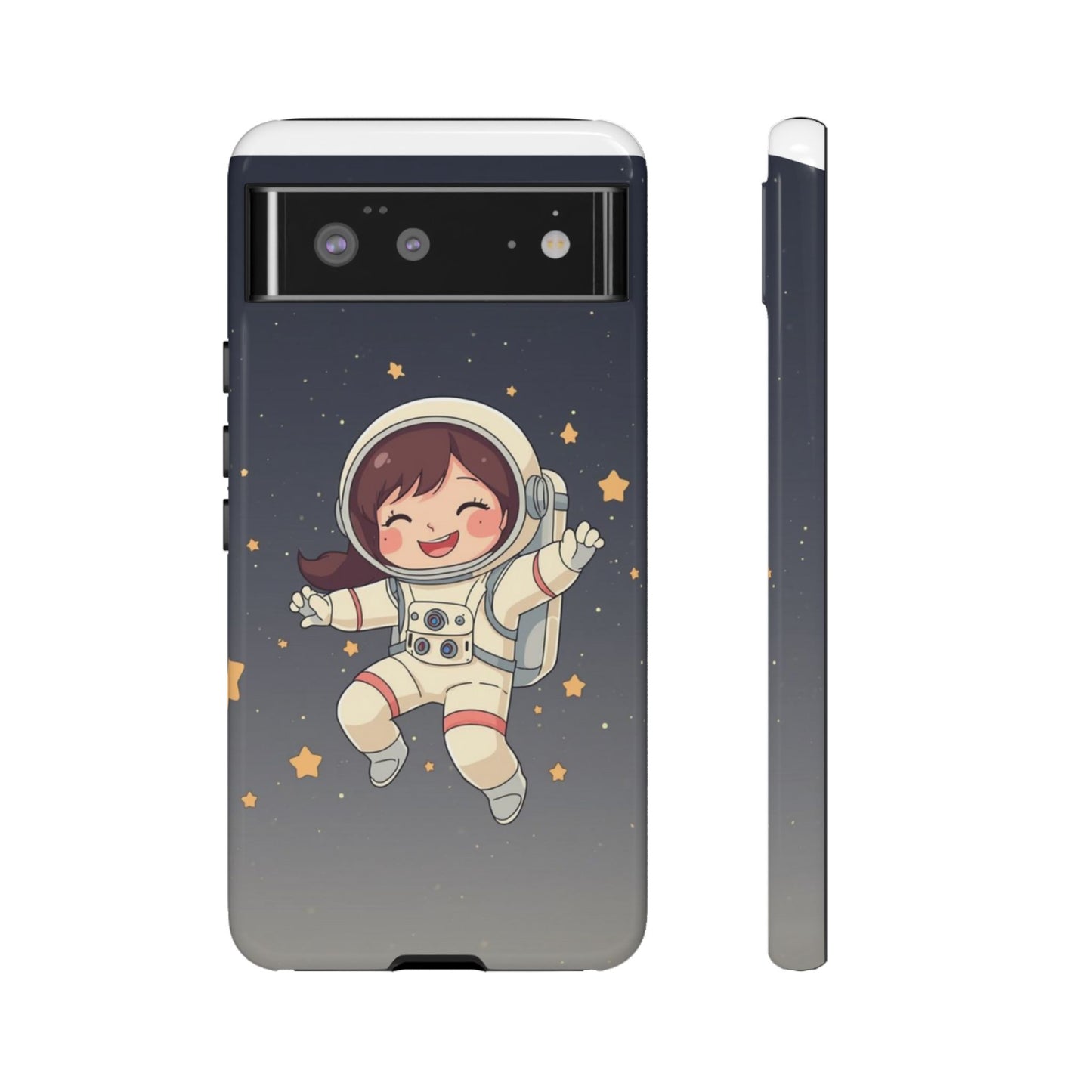 Cute Girl Astronaut Phone Case — Space Stars Protective iPhone Cover