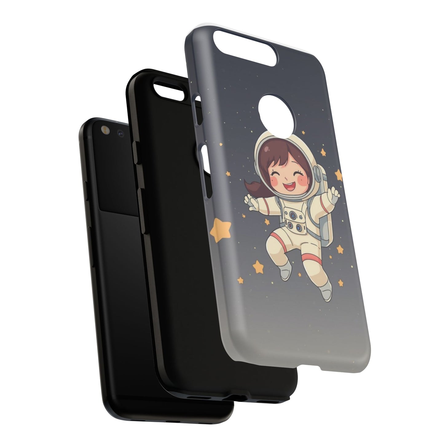 Cute Girl Astronaut Phone Case — Space Stars Protective iPhone Cover