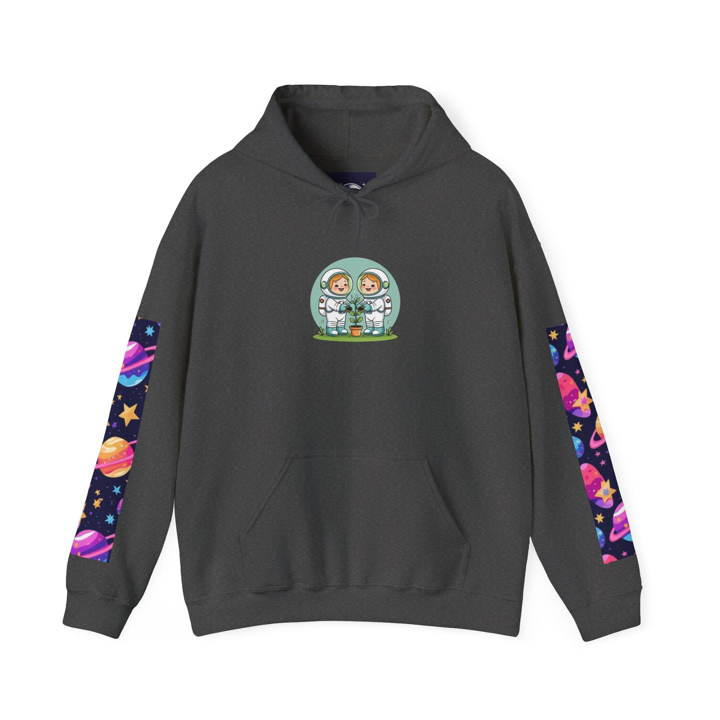 Space Pattern Hoodie — Colorful Planets & Stars Graphic Hoodie