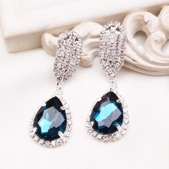 Royal Sapphire Crystal Drop Earrings – Elegant Diamond Teardrop Luxury Jewelry