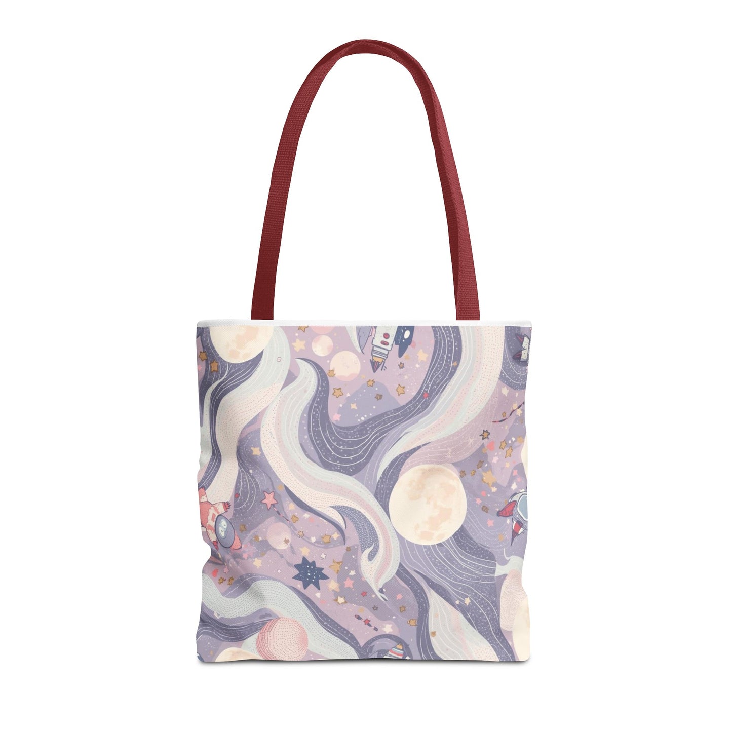 Celestial Moonlight Tote Bag — Pastel Cosmic Waves All-Over Print
