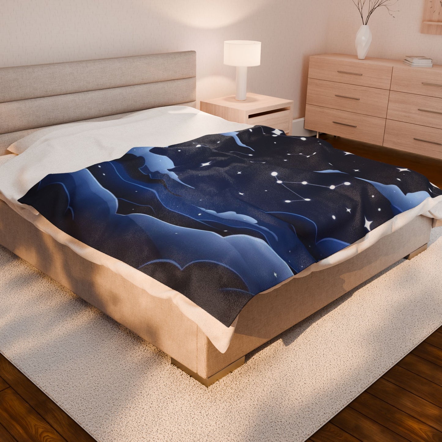 Constellation Night Sky Velveteen Plush Blanket — Star Map Cozy Throw