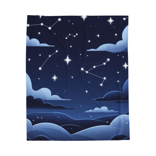 Constellation Night Sky Velveteen Plush Blanket — Star Map Cozy Throw