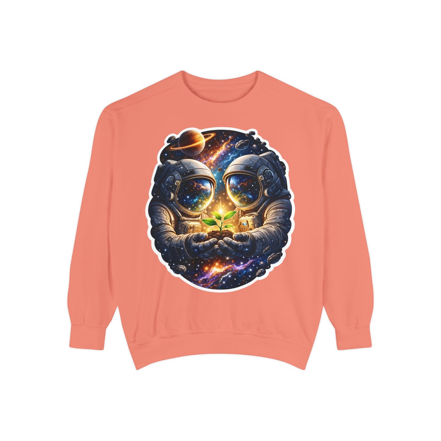 Astronaut Holding Seedling Sweatshirt — Cosmic Space Crewneck
