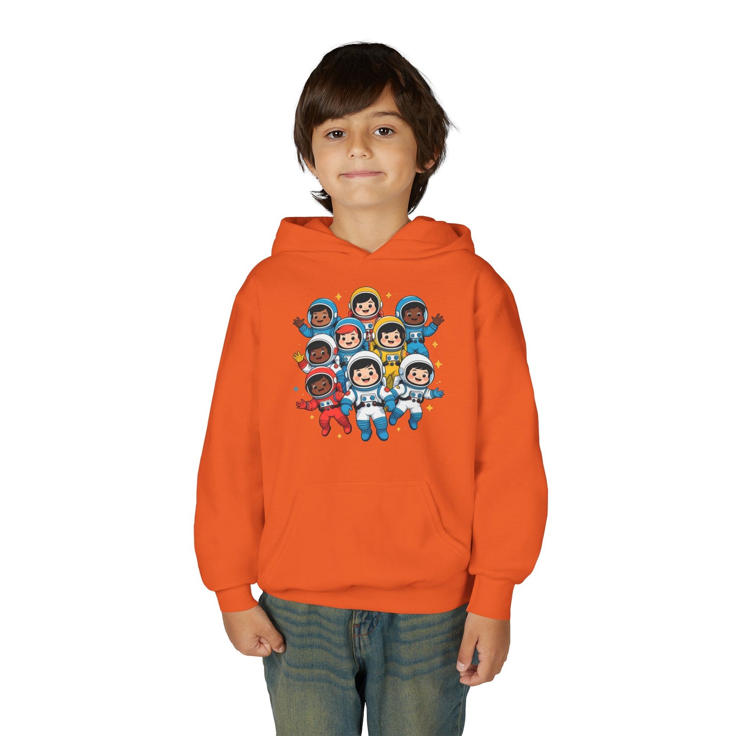 Kids Astronaut Crew Hoodie — Cute Diverse Space Explorers Graphic