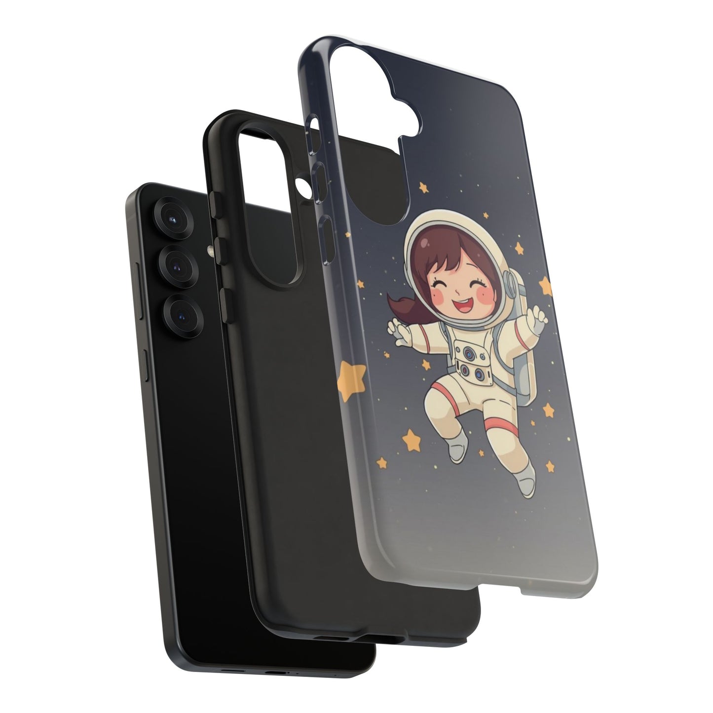 Cute Girl Astronaut Phone Case — Space Stars Protective iPhone Cover