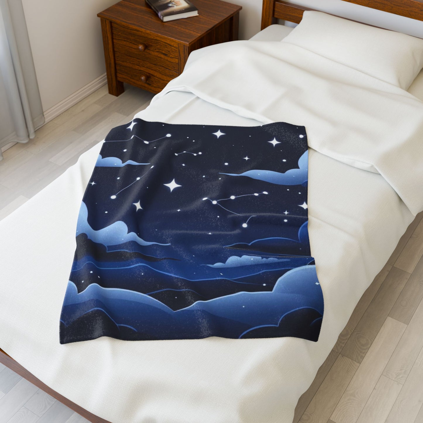 Constellation Night Sky Velveteen Plush Blanket — Star Map Cozy Throw