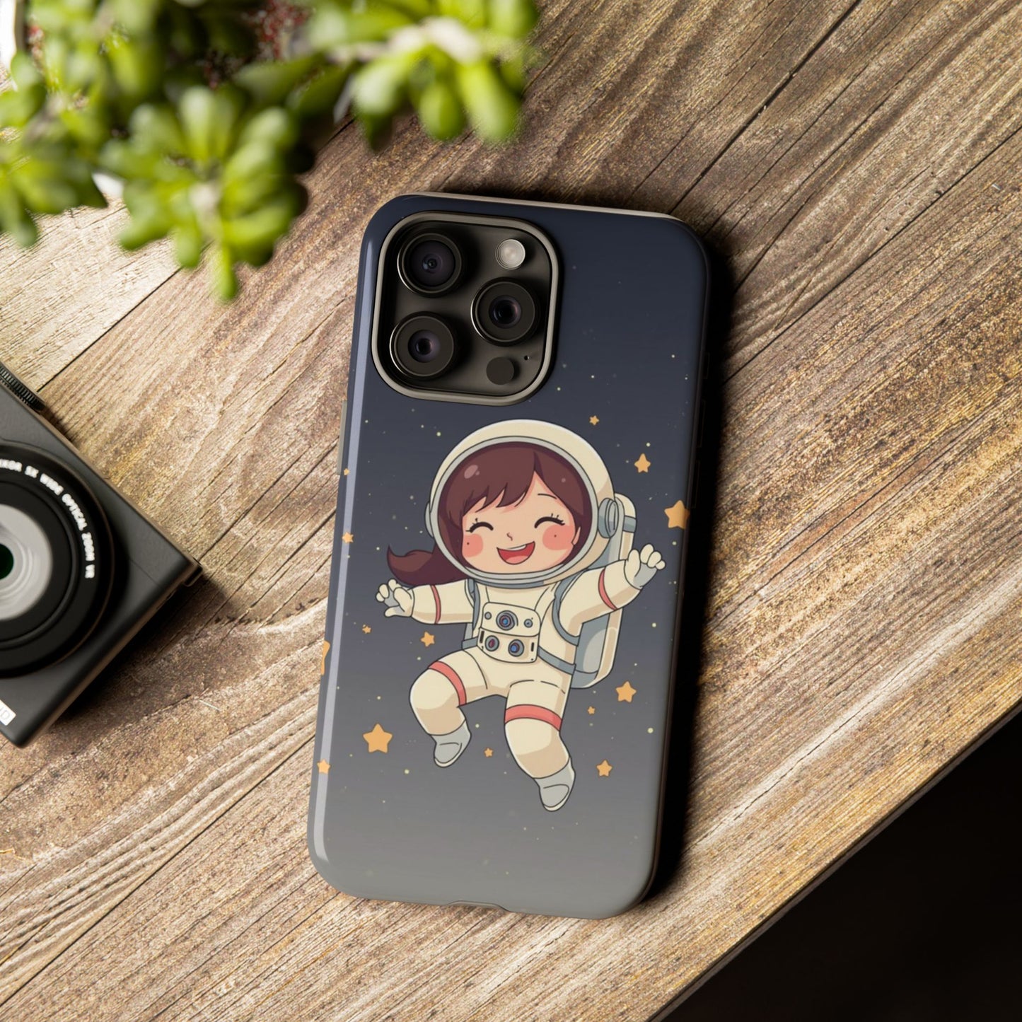 Cute Girl Astronaut Phone Case — Space Stars Protective iPhone Cover