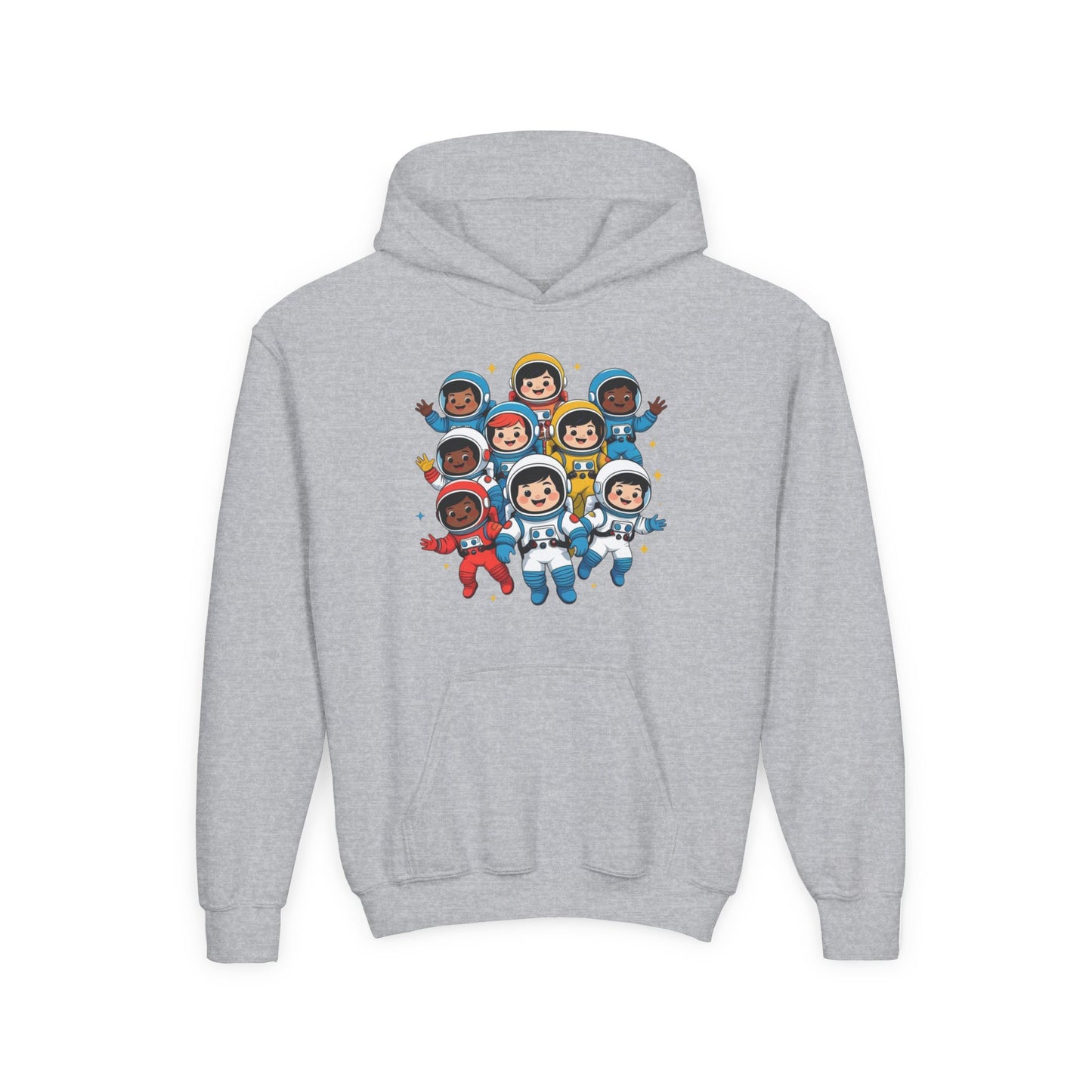 Kids Astronaut Crew Hoodie — Cute Diverse Space Explorers Graphic