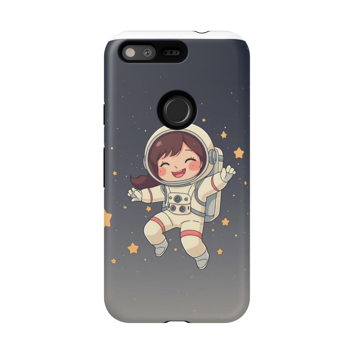 Cute Girl Astronaut Phone Case — Space Stars Protective iPhone Cover