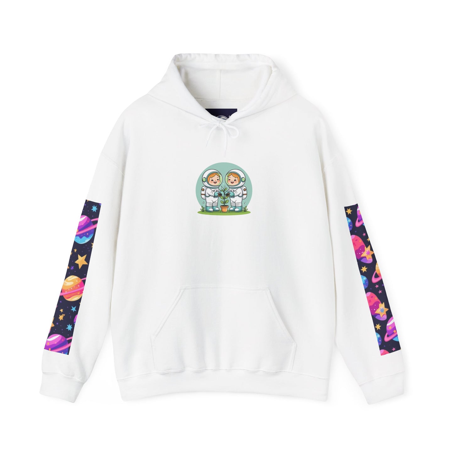 Space Pattern Hoodie — Colorful Planets & Stars Graphic Hoodie