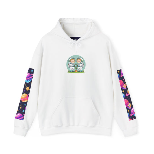 Space Pattern Hoodie — Colorful Planets & Stars Graphic Hoodie