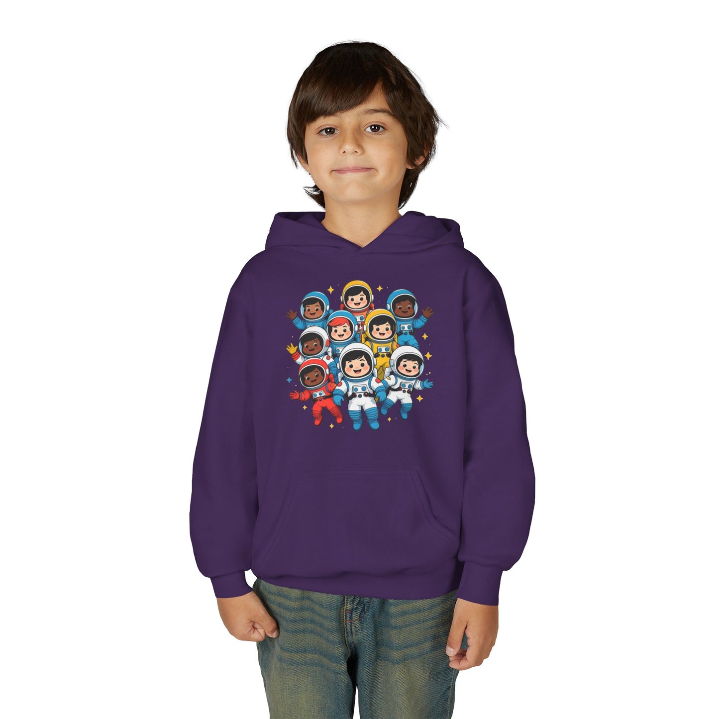 Kids Astronaut Crew Hoodie — Cute Diverse Space Explorers Graphic