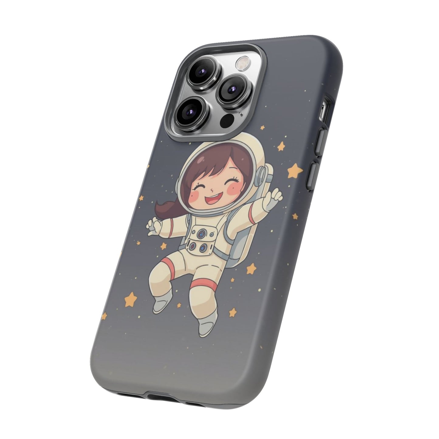 Cute Girl Astronaut Phone Case — Space Stars Protective iPhone Cover