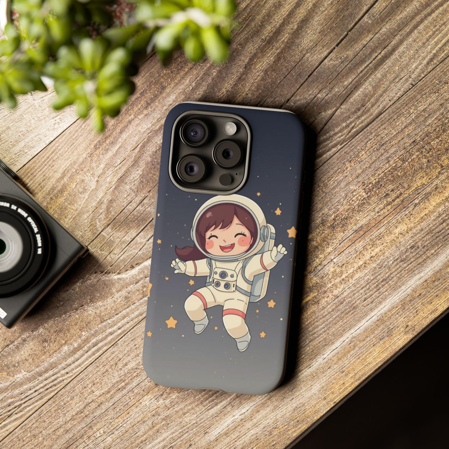 Cute Girl Astronaut Phone Case — Space Stars Protective iPhone Cover