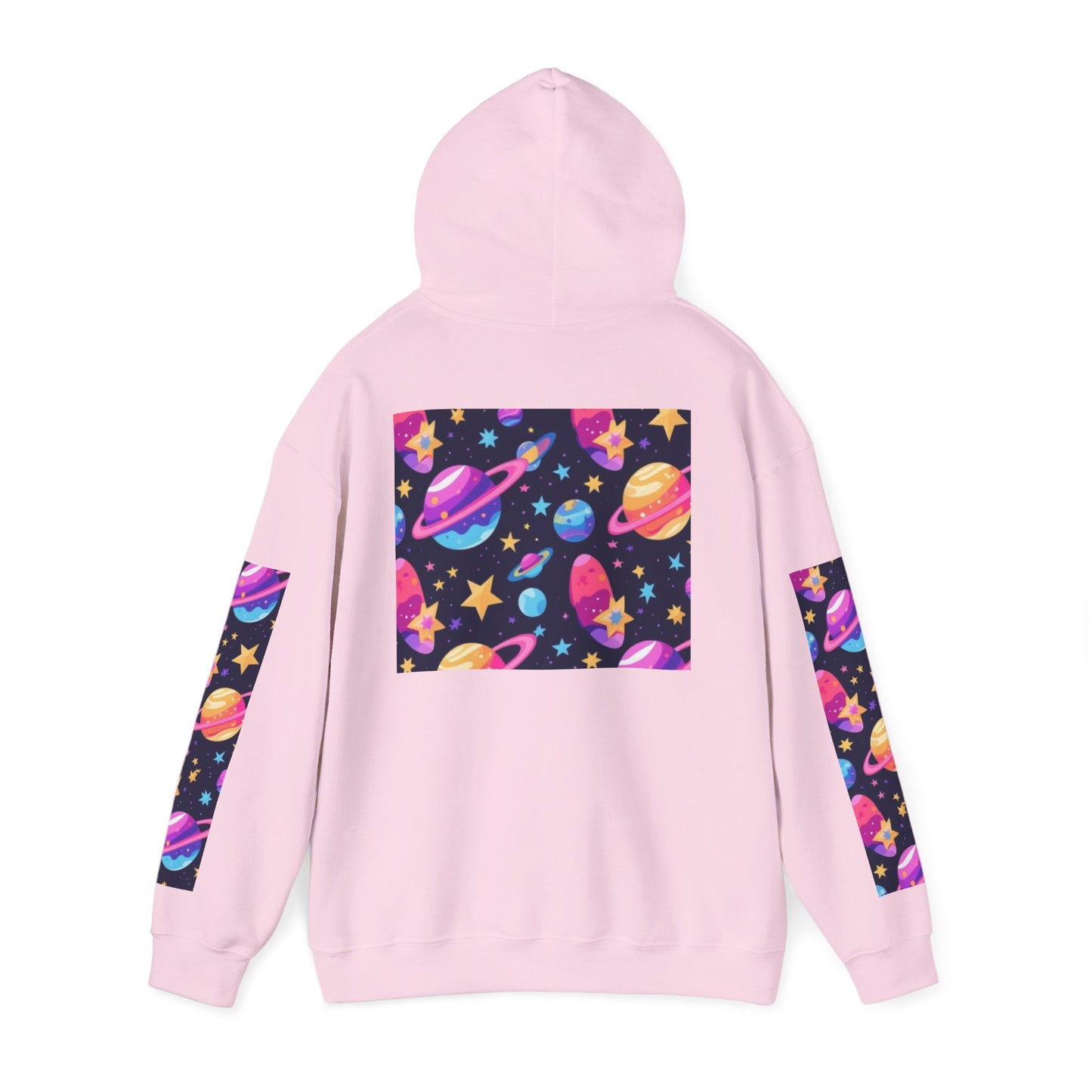 Space Pattern Hoodie — Colorful Planets & Stars Graphic Hoodie