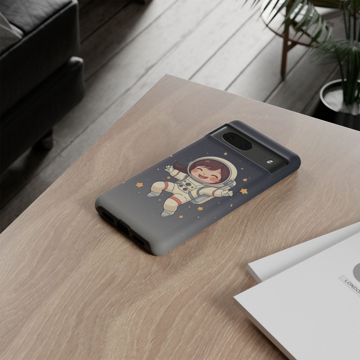 Cute Girl Astronaut Phone Case — Space Stars Protective iPhone Cover