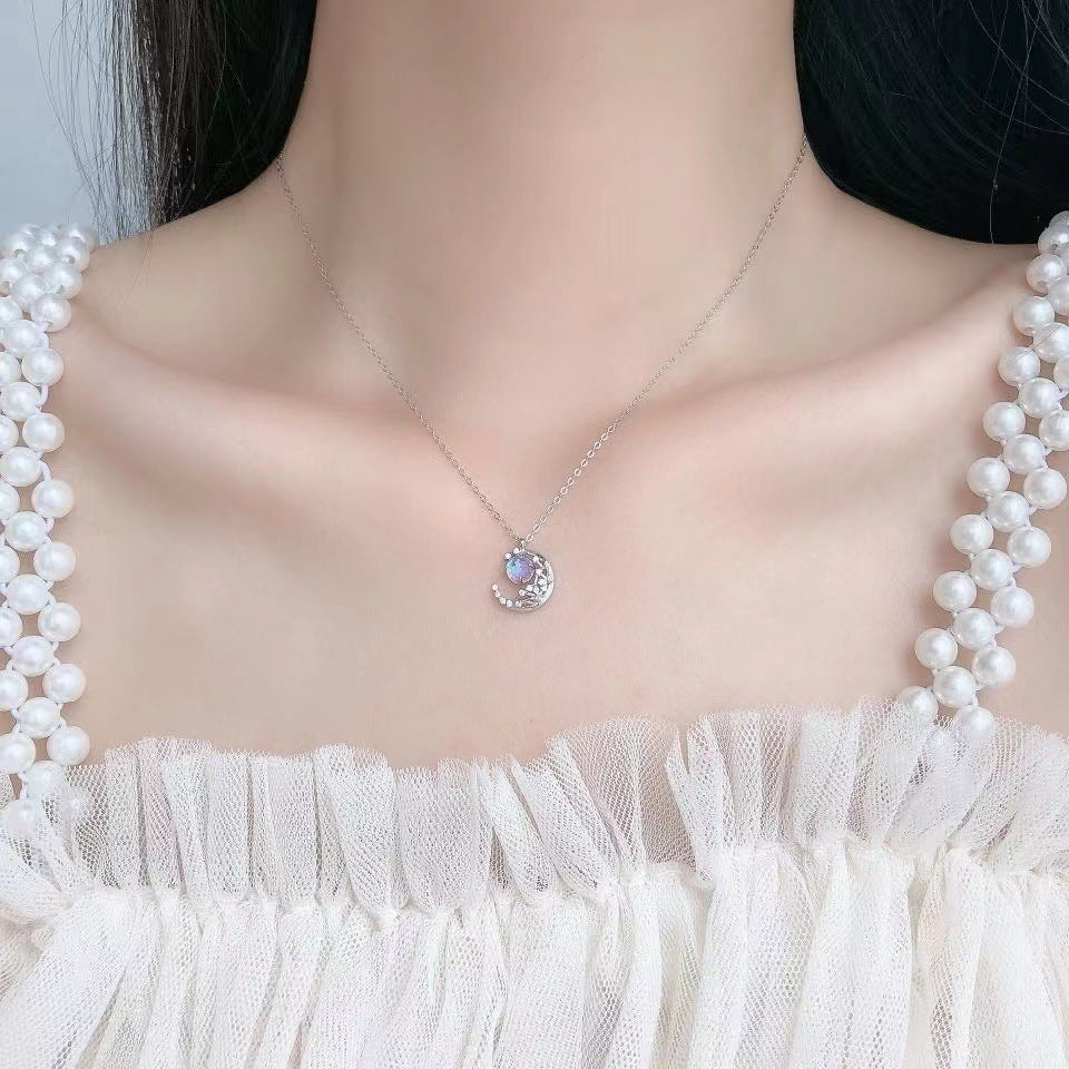 Dream Fall Star Moon Necklace – Cosmic Glow Jewelry for Women