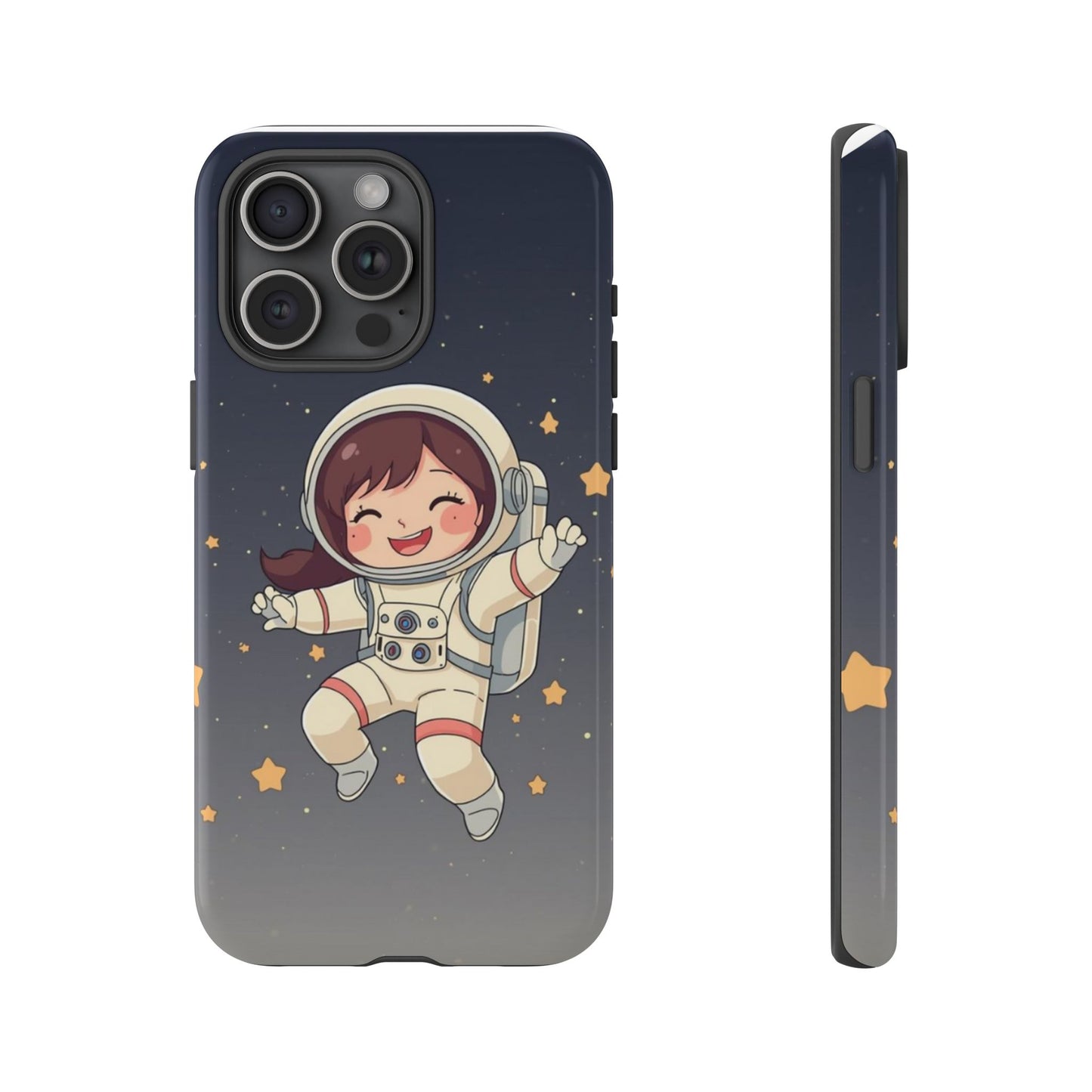 Cute Girl Astronaut Phone Case — Space Stars Protective iPhone Cover