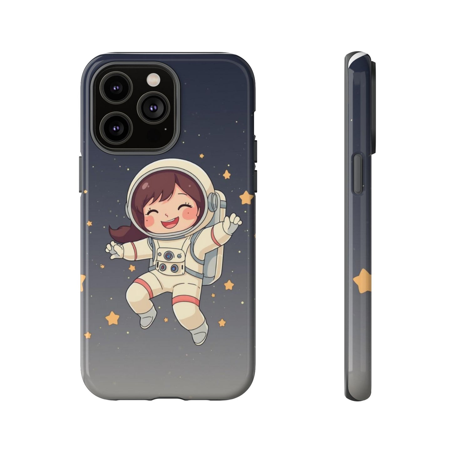 Cute Girl Astronaut Phone Case — Space Stars Protective iPhone Cover