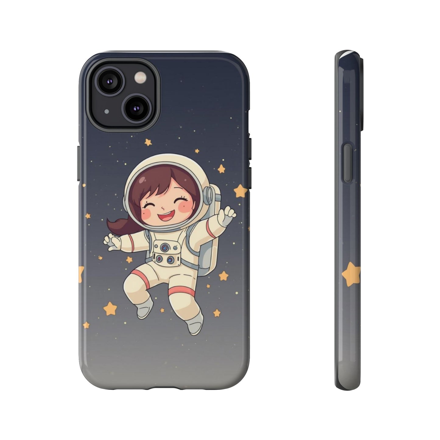 Cute Girl Astronaut Phone Case — Space Stars Protective iPhone Cover