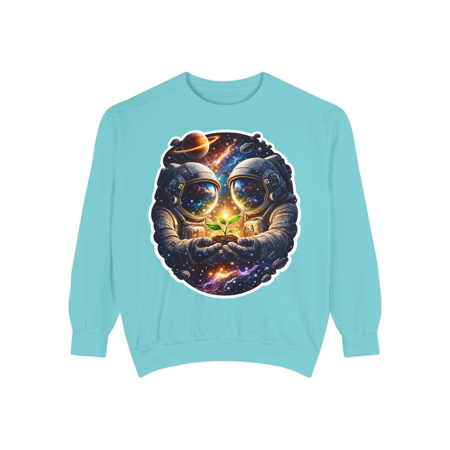 Astronaut Holding Seedling Sweatshirt — Cosmic Space Crewneck